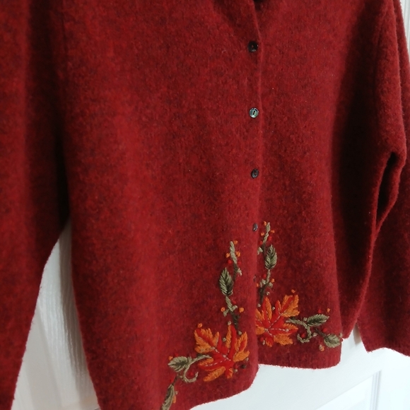 Marisa Christina Wool Blend Fall Embroidered Button Front Cardigan Size L - Picture 2 of 9